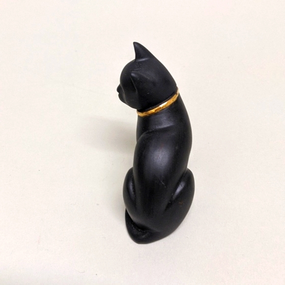 The Franklin Mint Black Basalt Curio Cat, black cat figurine 2.75" vintage retro - Picture 2 of 6